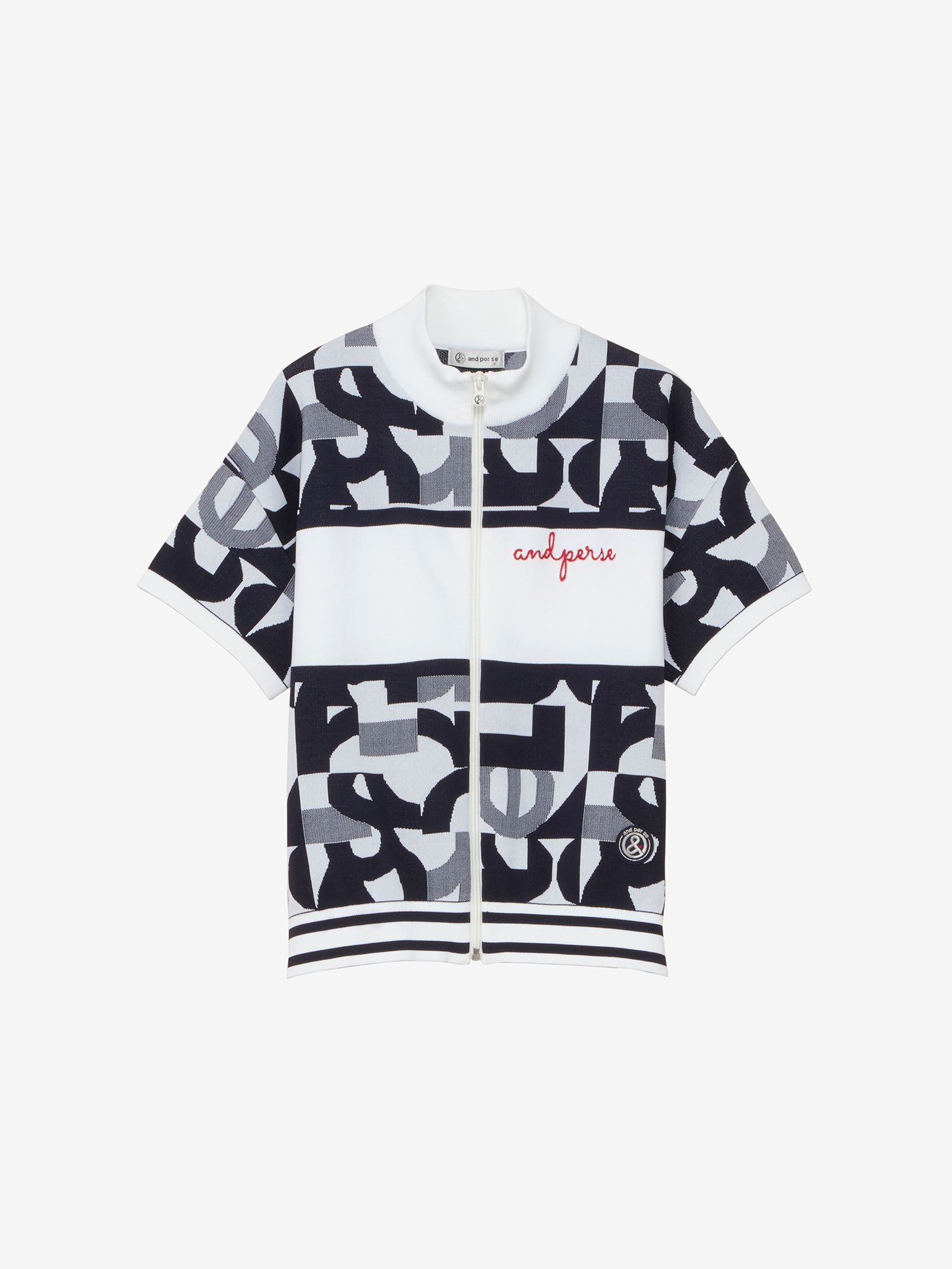 MARK&LONA 春 ニット ジップアップ ブルゾン フード収納 マーク＆ロナ