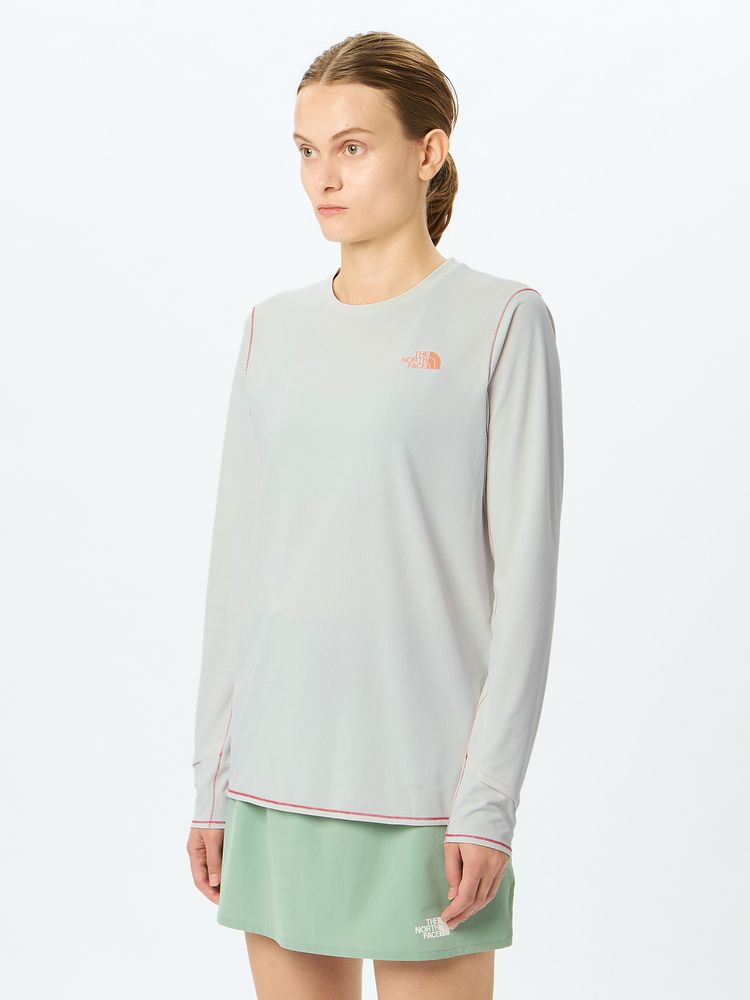 ザ・ノース・フェイス 長袖Tシャツ レディース ロングスリーブブリーズレンジランクルー THE NORTH FACE NTW12578 ホワイト 白 公式】ロングスリーブブリーズレンジランクルー（レディース
