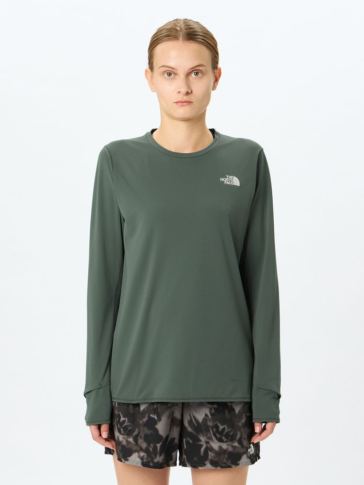 ザ・ノース・フェイス 長袖Tシャツ レディース ロングスリーブブリーズレンジランクルー THE NORTH FACE NTW12578 ホワイト 白 公式】ロングスリーブブリーズレンジランクルー（レディース