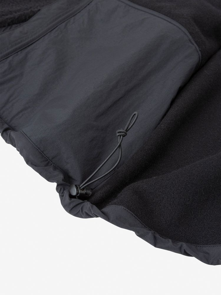 Equipped with a drawstring with a cord lock on the inside hem for adjustable fit