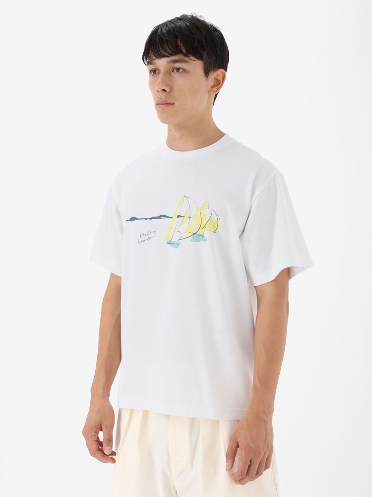 【ホワイト】ヘリンボーンメッシュハーフスリーブTシャツ MEN'S MELROSE - 【ブラック】ヘリンボーンメッシュハーフスリーブT