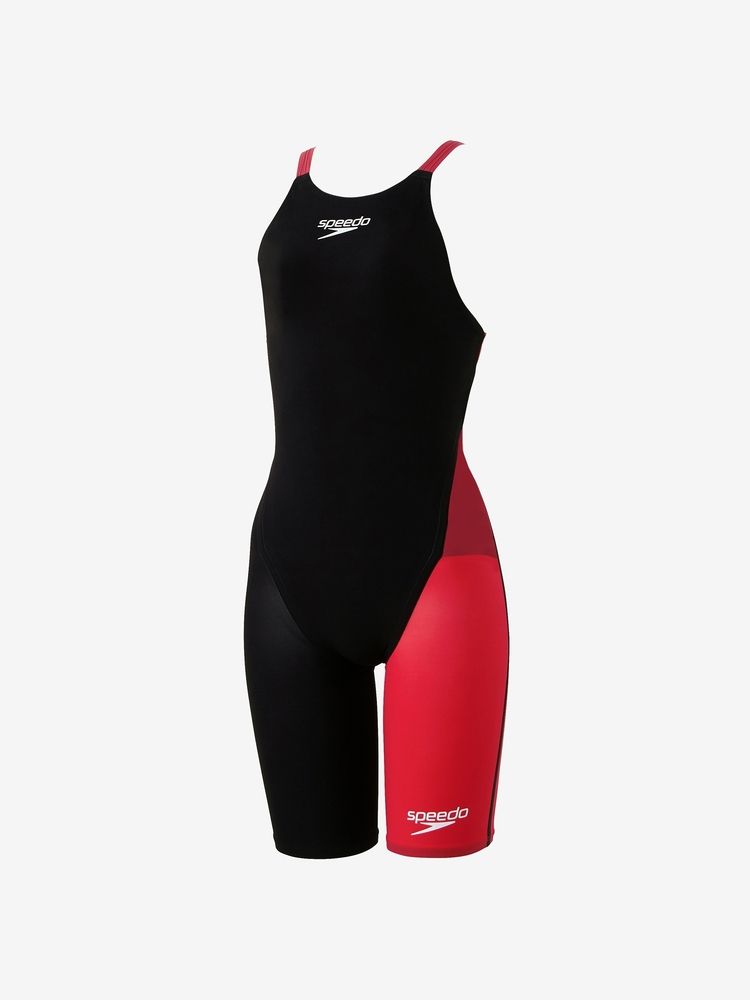 Speedo スポーツ用水着SCG12101F 黒/赤 ファストスキンプロ3 公式】ファストスキンプロ3オープンバックニースキン（ガールズ／競泳