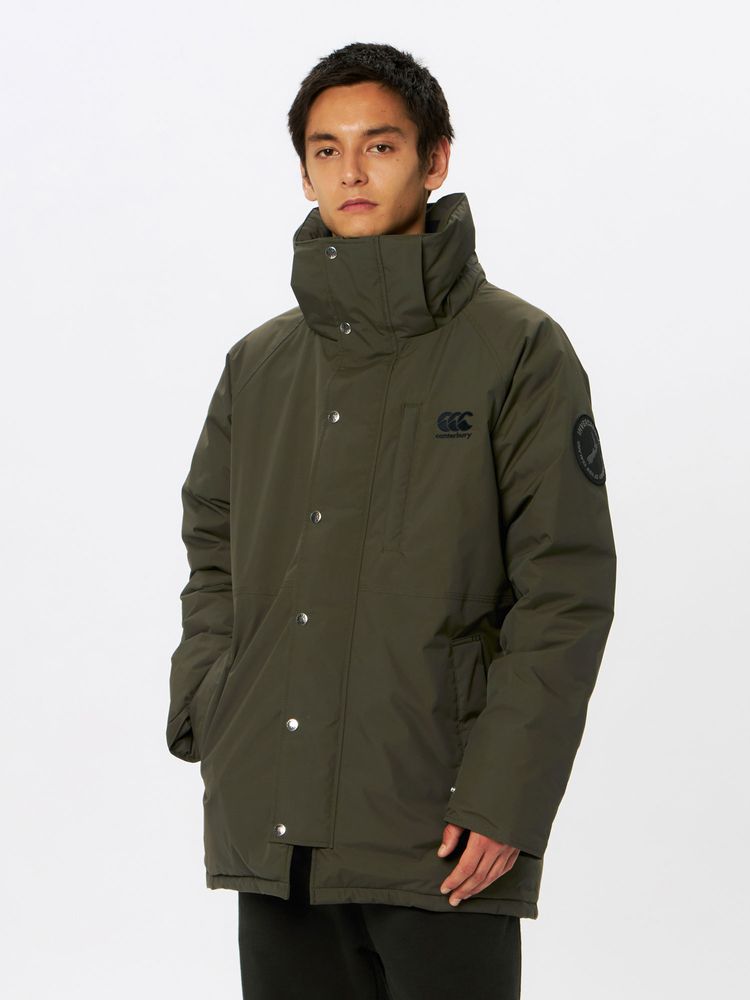 美品　ミュベール　ダウンコートXL カーキ　キルティング　ビジュウ　羽 防風性】【ウォッシャブル】キルティングダウンコート(コート