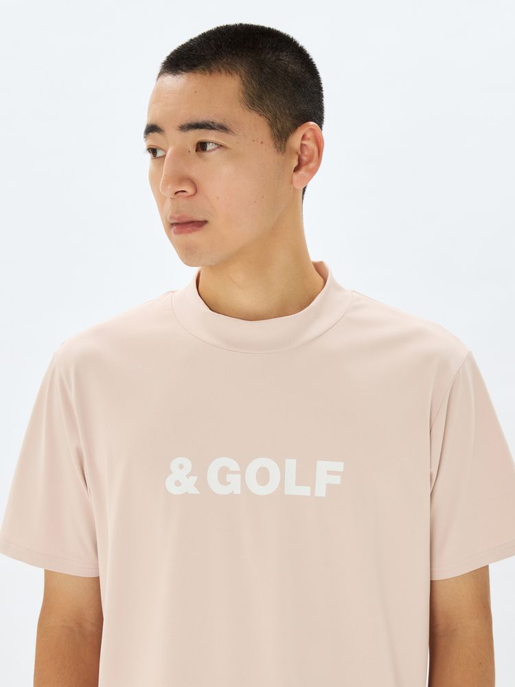 【美品】アンパスィ 半袖モックネックシャツ ベージュ L 2023年モデル 公式】&GOLF レイシャットピケ半袖モックネックシャツ(ユニ