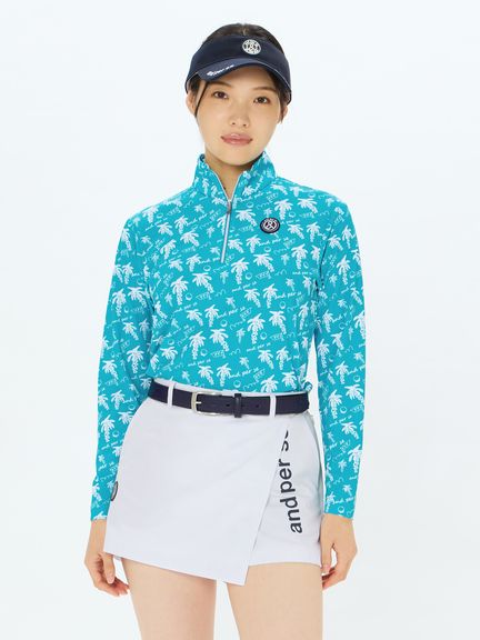 公式・アウトレット】ソルケアプリンテッド長袖ハーフジップシャツ