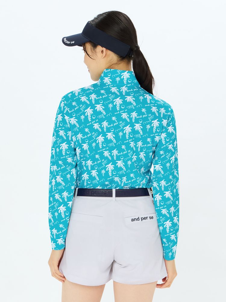 and per se(アンパスィ) ｜ソルケアプリンテッド長袖ハーフジップシャツ（レディース）