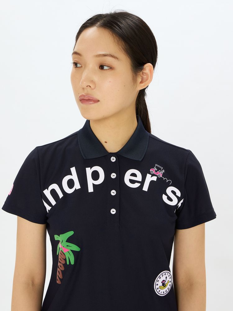 and per se(アンパスィ) ｜スイングドライパイルプリンテッド共衿シャツ（レディース）