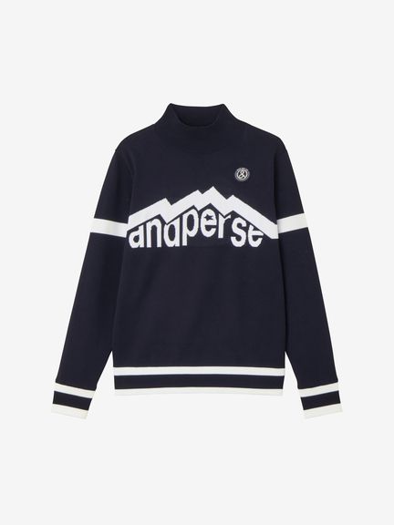 アンパスィ　防風ライナー付きニット　黒 公式・アウトレット】ウインドシャッター袖防風ハイネックセーター
