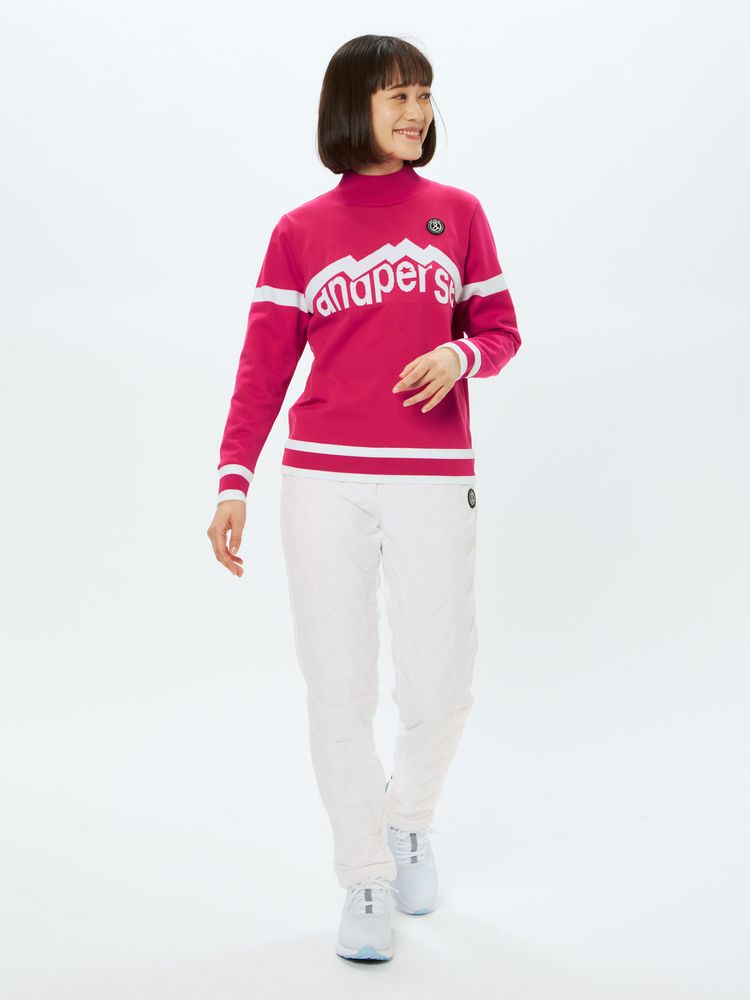 アンパスィ ゴルフ レディース用 防風ニットジャケット【レッド/Ｍ】美品 アンパスィ ゴルフ レディース用 防風ニットジャケット【レッド