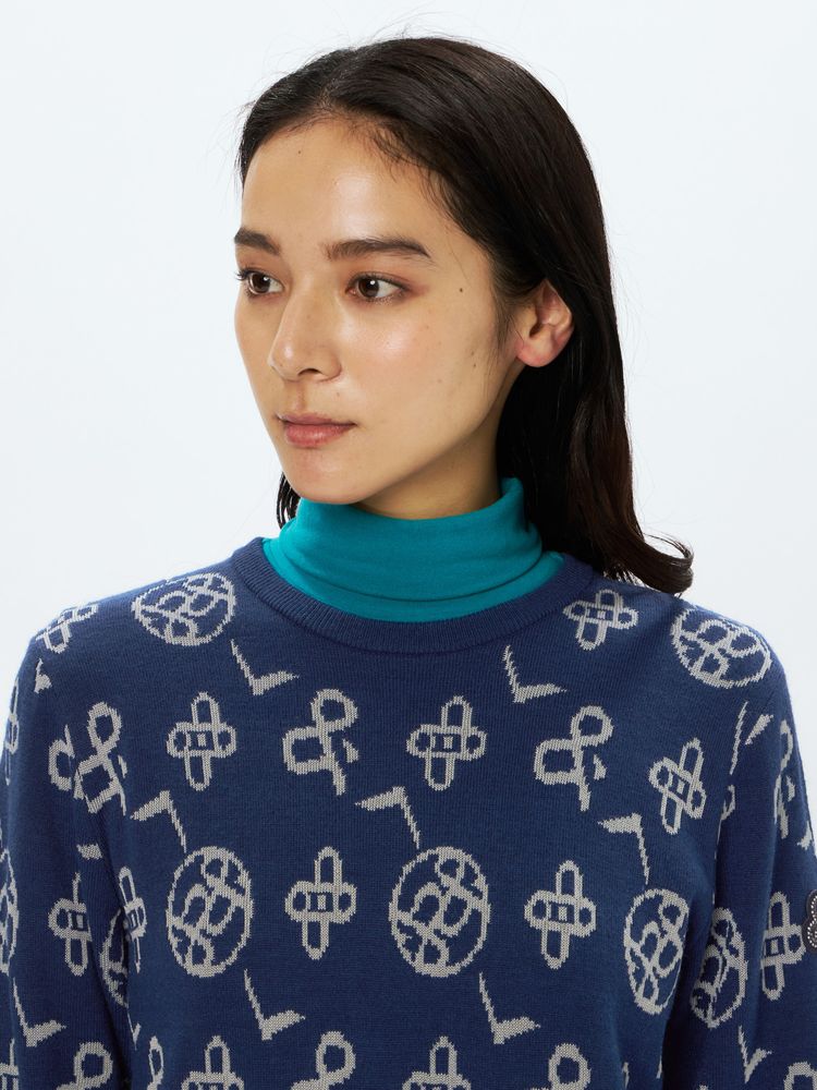 アンパスィ】ゴルフ ハイネック ボーダー セーター リブ ワッペン L 黄