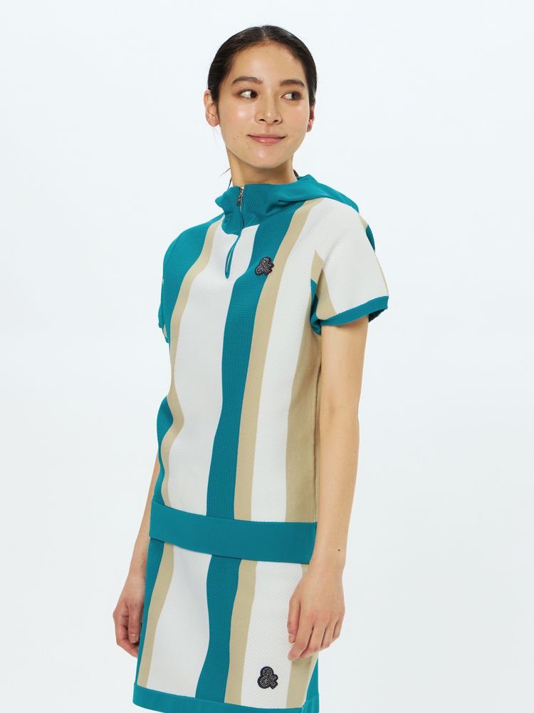 and per se(アンパスィ) ｜ライトジャカードニット半袖パーカ（レディース）