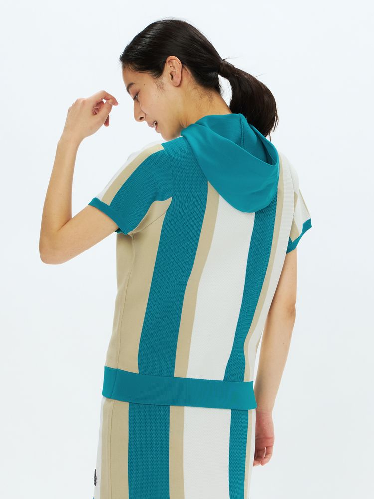 アンパスィ　ライトジャカードニット半袖パーカ　LL 公式】ライトジャカードニット半袖パーカ（レディース）｜アンパスィ