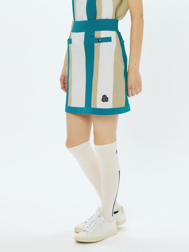 and per se(アンパスィ) ｜ストライプ柄Wジャカードニットスカート（レディース）