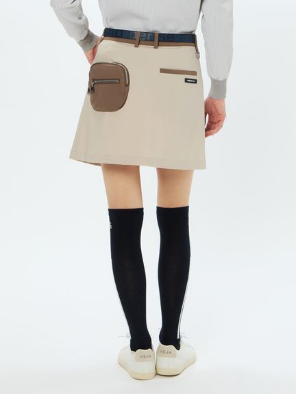 アンパシィ スカート インナー有り アイボリー Lサイズ 公式】クリーンジャージ切替デザインスカート（スカート