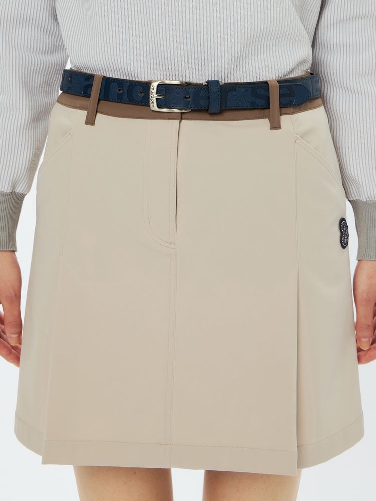 アンパシィ スカート インナー有り アイボリー Lサイズ 公式】クリーンジャージ切替デザインスカート（スカート