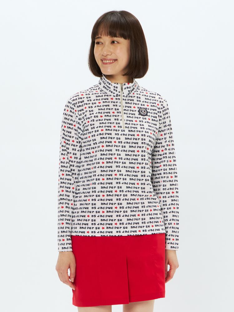 and per se(アンパスィ) ｜ソルケアドットプリンテッド長袖ハーフジップシャツ（レディース）