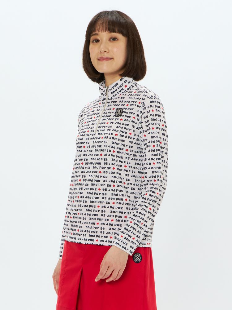 and per se(アンパスィ) ｜ソルケアドットプリンテッド長袖ハーフジップシャツ（レディース）