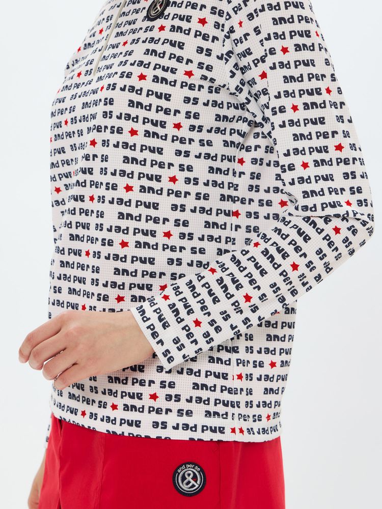 and per se(アンパスィ) ｜ソルケアドットプリンテッド長袖ハーフジップシャツ（レディース）