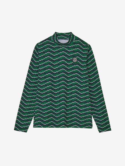 新品　G.G.G レディース 長袖モックネックシャツ ブラック M 公式】ショットスムーザープリント長袖モックネックシャツ