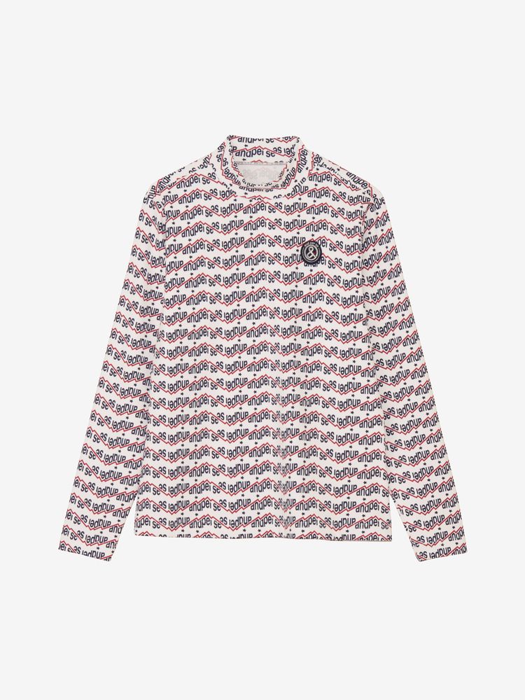 and per se(アンパスィ) ｜ショットスムーザープリント長袖モックネックシャツ（レディース）