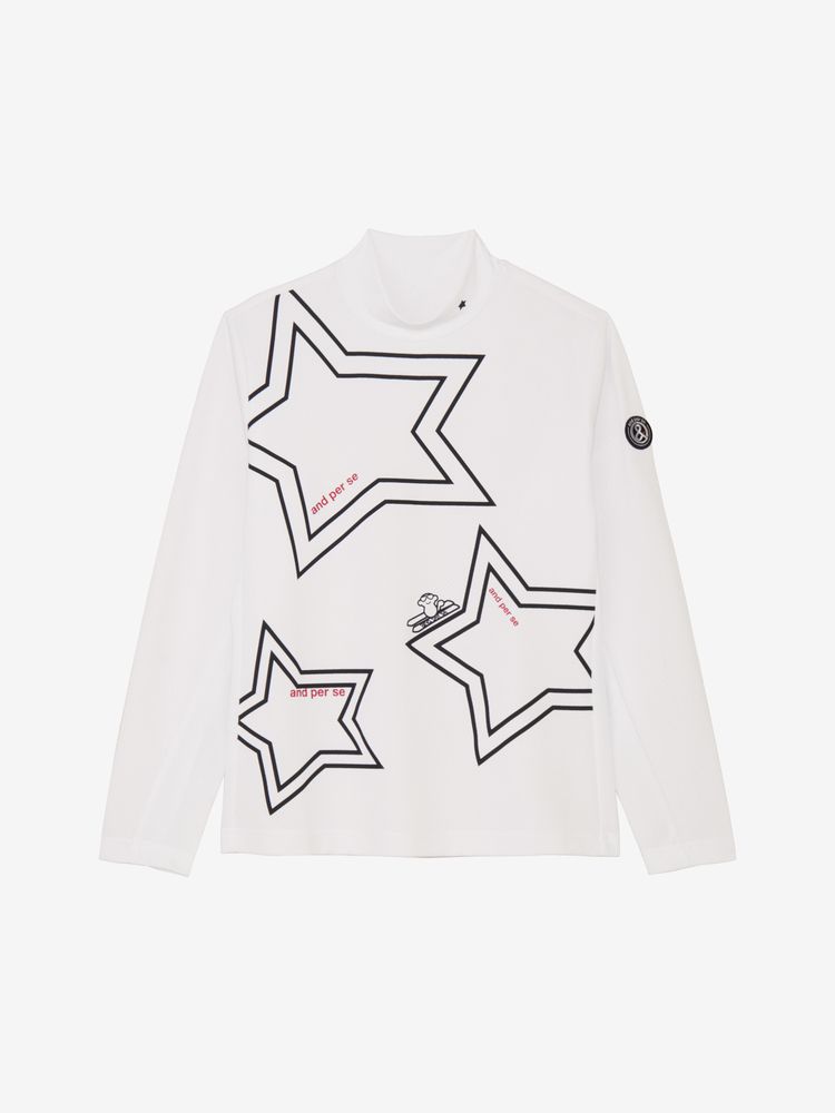 and per se アンパスィ 長袖モックネックシャツ ホワイト 白 Mサイズ and per se アンパスィ モックネックシャツ 長袖 メンズ ゴルフ