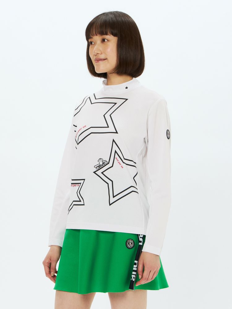 and per se(アンパスィ) ｜ストレッチディンプル長袖モックネックシャツ（レディース）