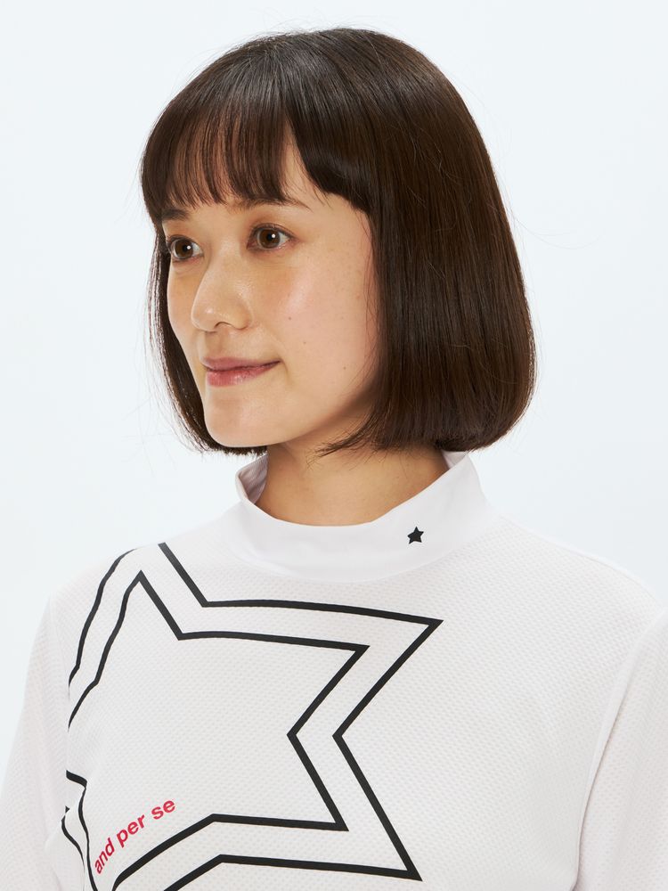 and per se(アンパスィ) ｜ストレッチディンプル長袖モックネックシャツ（レディース）