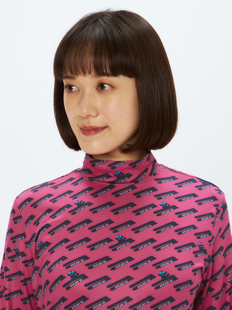 公式】ソフトニット長袖モックネックシャツ（レディース