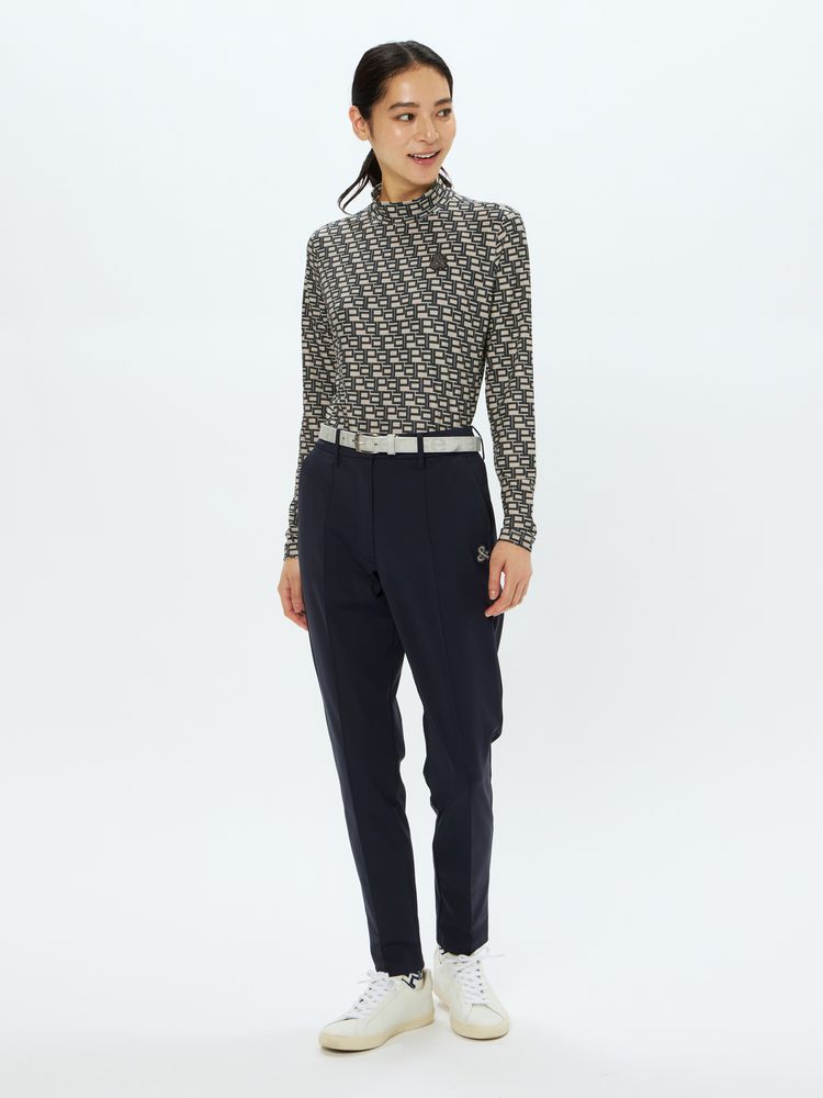 and per se(アンパスィ) ｜フラッフィープリンテッドモックネック長袖シャツ（レディース）