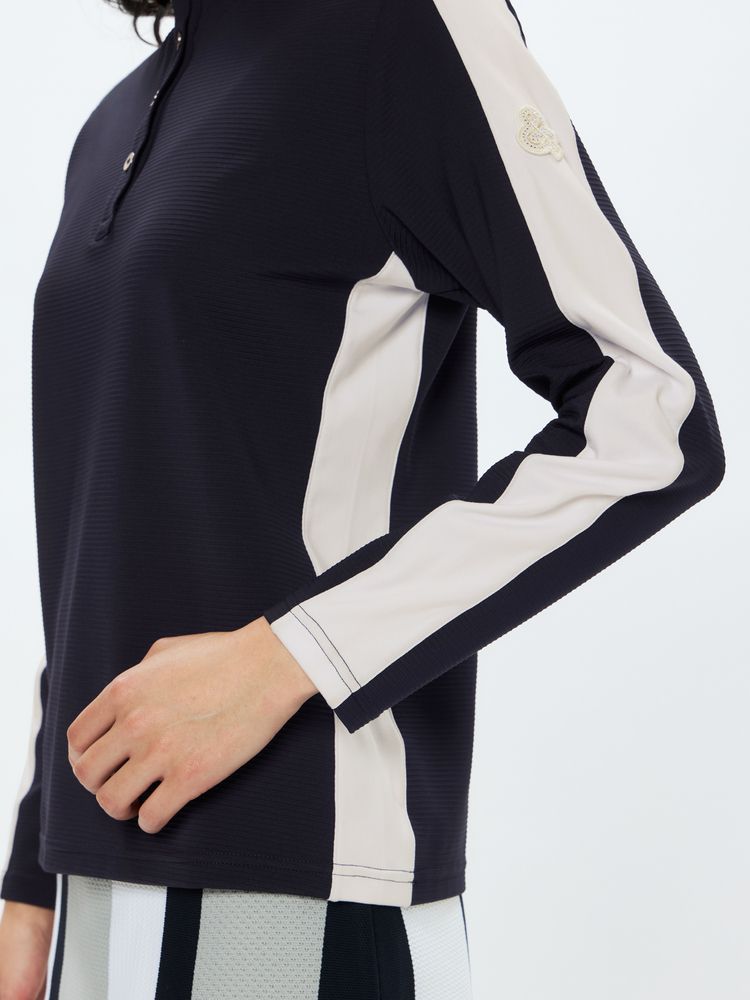 and per se(アンパスィ) ｜4WAYリップル長袖ボタンアップシャツ（レディース）