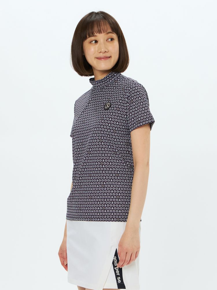 and per se(アンパスィ) ｜ソルケア3Dプリンテッド半袖モックネックシャツ（レディース）