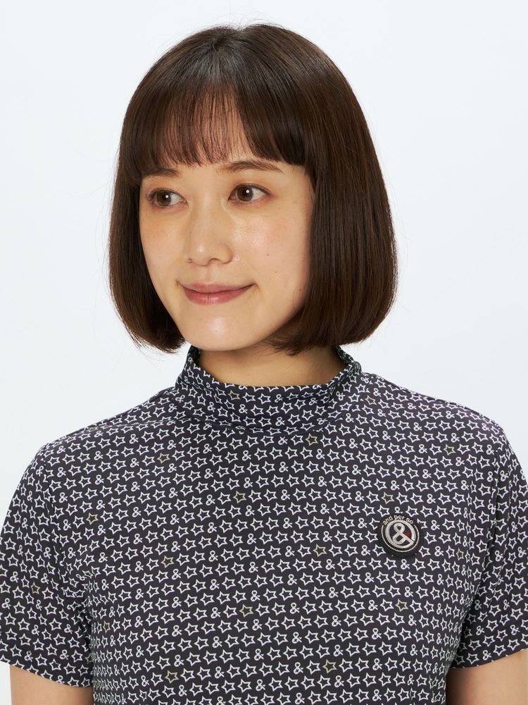 and per se(アンパスィ) ｜ソルケア3Dプリンテッド半袖モックネックシャツ（レディース）