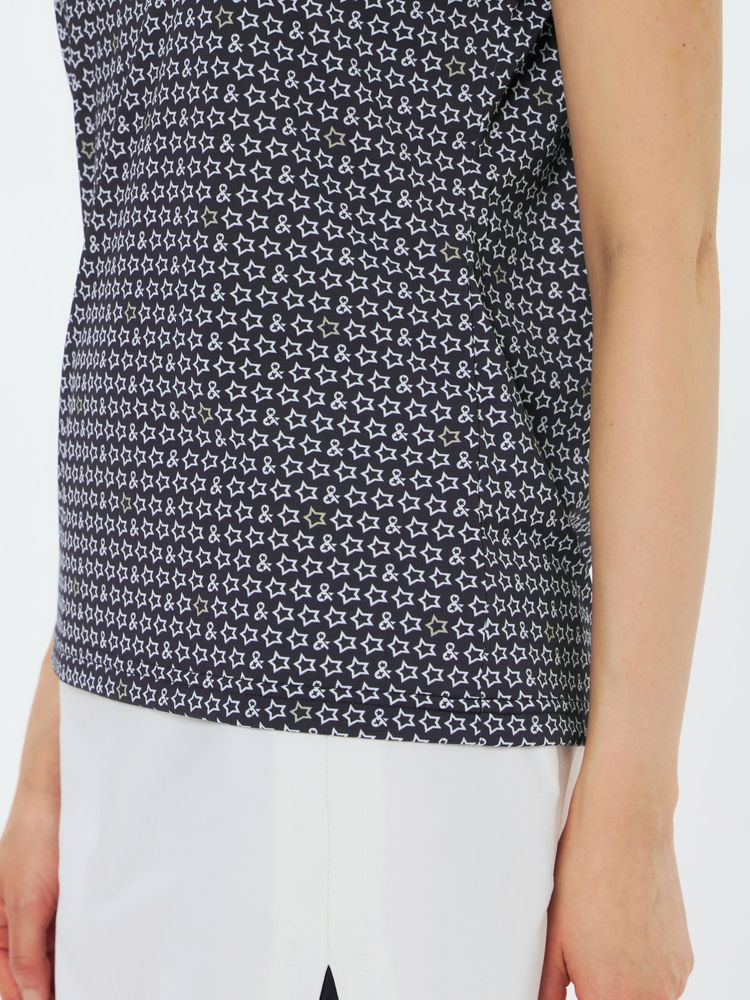 and per se(アンパスィ) ｜ソルケア3Dプリンテッド半袖モックネックシャツ（レディース）