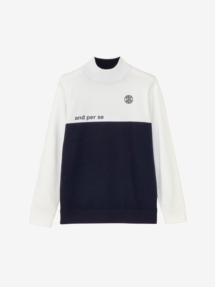 タグ付★and per seアンパスィメンズ ハイネック防風スリーブセーター白L 25％OFFクーポン付】アンパスィ ハイネック防風スリーブセーター