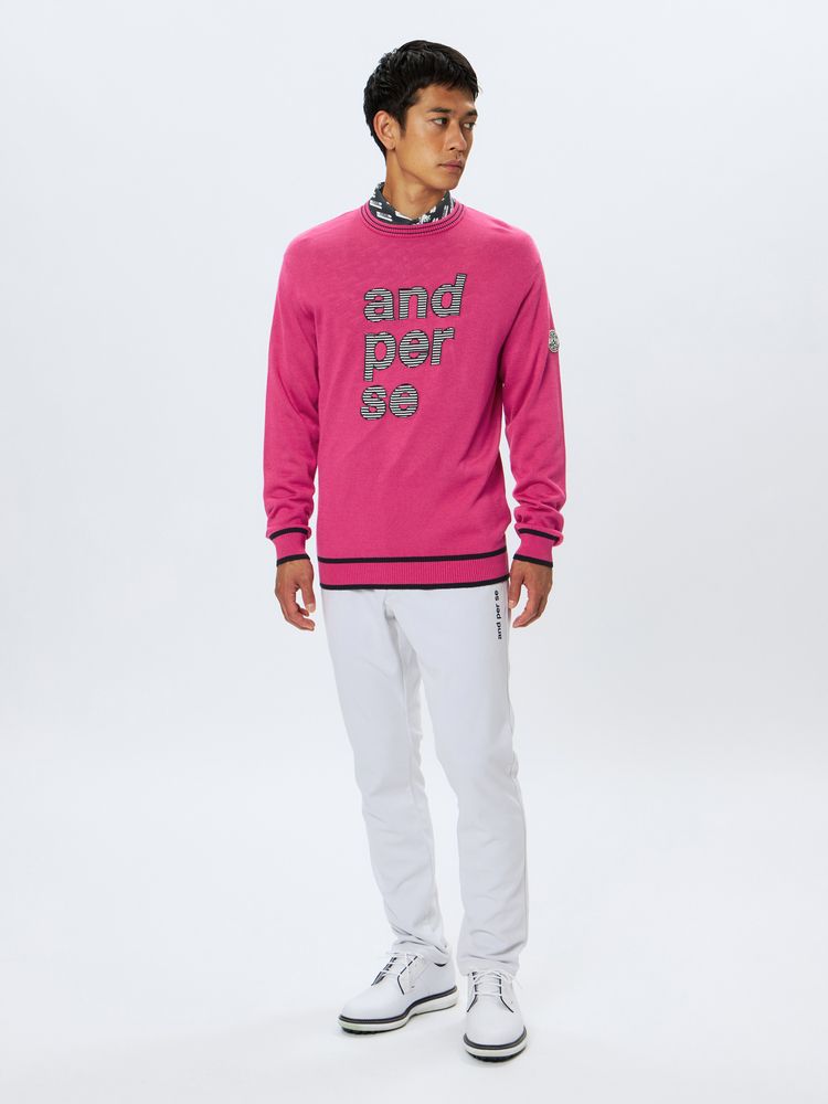 アンパスィ　M メンズ　ニットセーター　クルーネック　ネイビー　ウール混 アンパスィ クルーネックセーター M ネイビー and per se アンパスィ