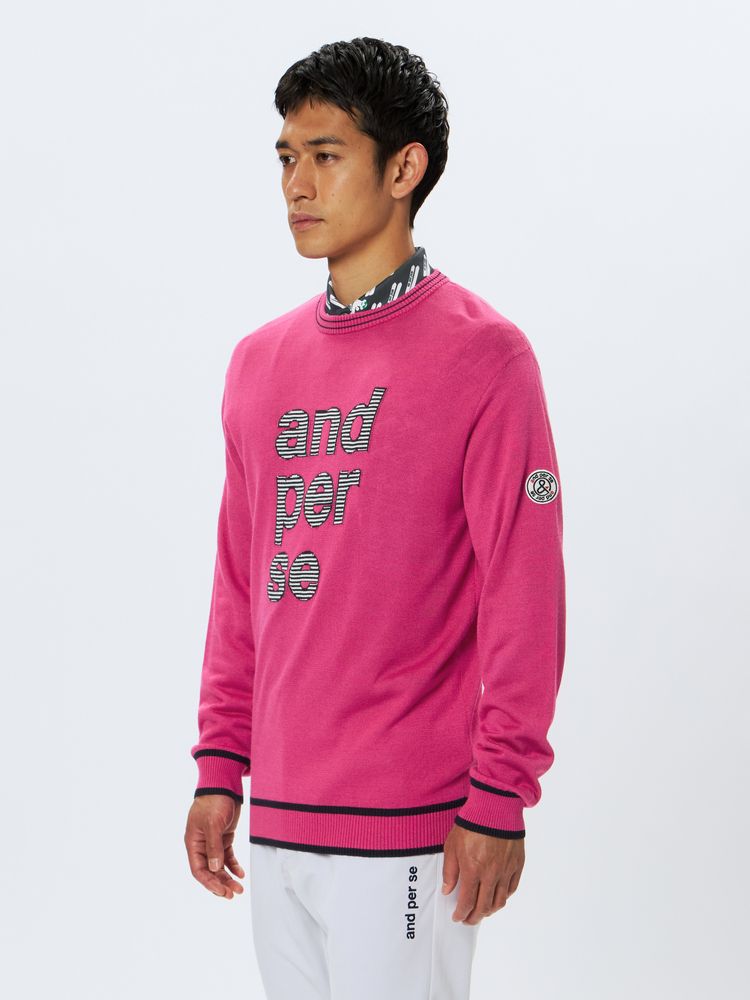 アンパスィ　M メンズ　ニットセーター　クルーネック　ネイビー　ウール混 アンパスィ クルーネックセーター M ネイビー and per se アンパスィ