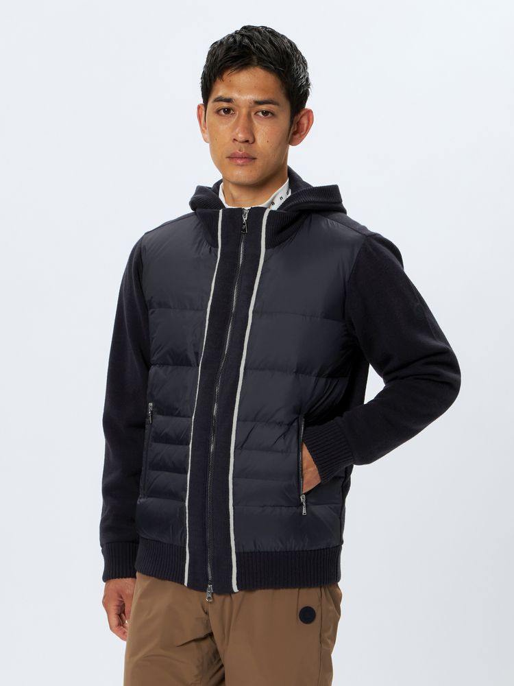 and per se(アンパスィ) ｜ダウン切替ニットフーディーブルゾン（メンズ）