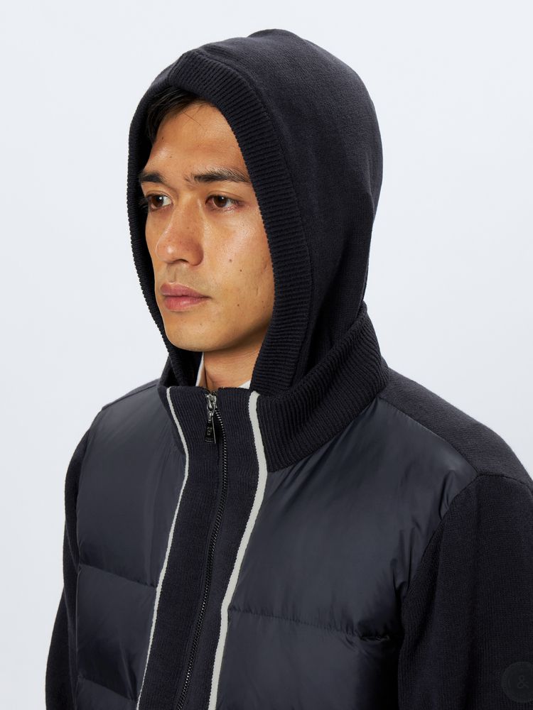 and per se(アンパスィ) ｜ダウン切替ニットフーディーブルゾン（メンズ）