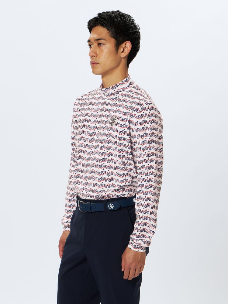 and per se(アンパスィ) ｜ショットスムーザープリント長袖モックネックシャツ（メンズ）