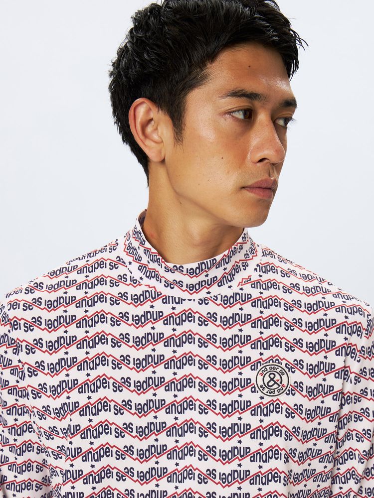 公式】ショットスムーザープリント長袖モックネックシャツ