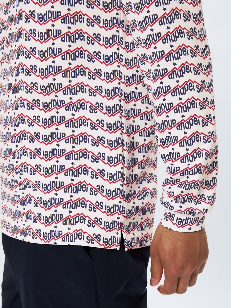 and per se(アンパスィ) ｜ショットスムーザープリント長袖モックネックシャツ（メンズ）