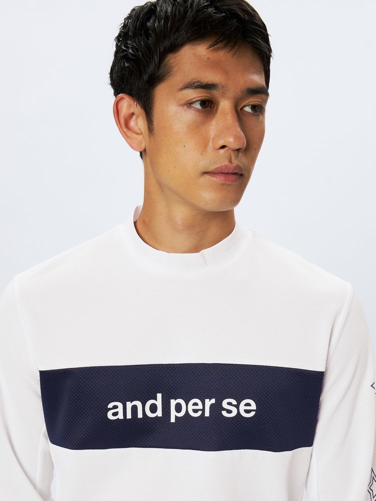 and per se(アンパスィ) ｜ストレッチディンプル長袖モックネックシャツ（メンズ）