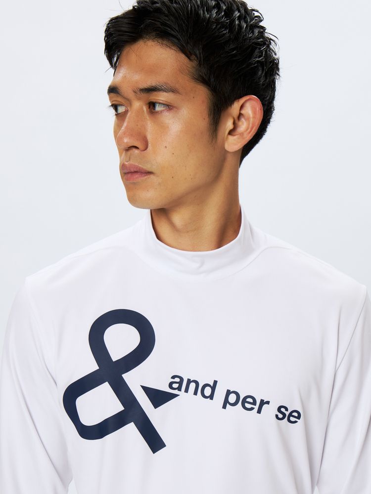 アンパスィ　モックネック　新品 and per se アンパスィ 長袖 モックネックシャツ メンズ ゴルフ
