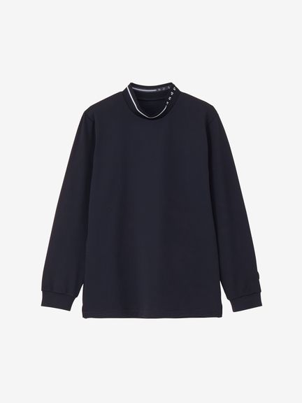 新品 アンパスィand per se メンズ モックネックシャツ ネイビー L 公式】4WAYリップル長袖モックネックシャツ（メンズ