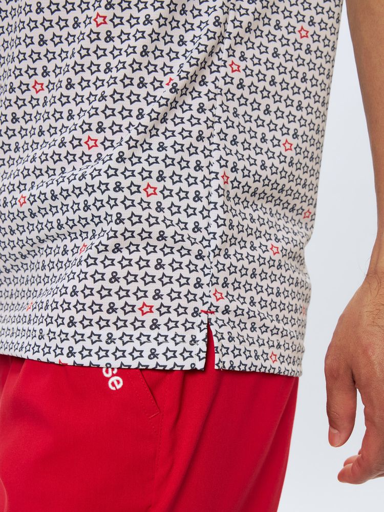 and per se(アンパスィ) ｜ソルケア3Dプリンテッドボタンダウン半袖シャツ（メンズ）