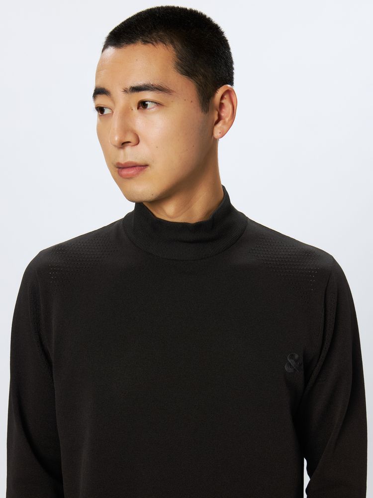 and per se(アンパスィ) ｜＆GOLF フレキシブライトニット 長袖モックネックシャツ（メンズ）