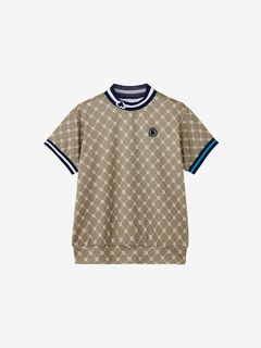 公式】プリンテッドスウェット半袖モックネックシャツ（レディース