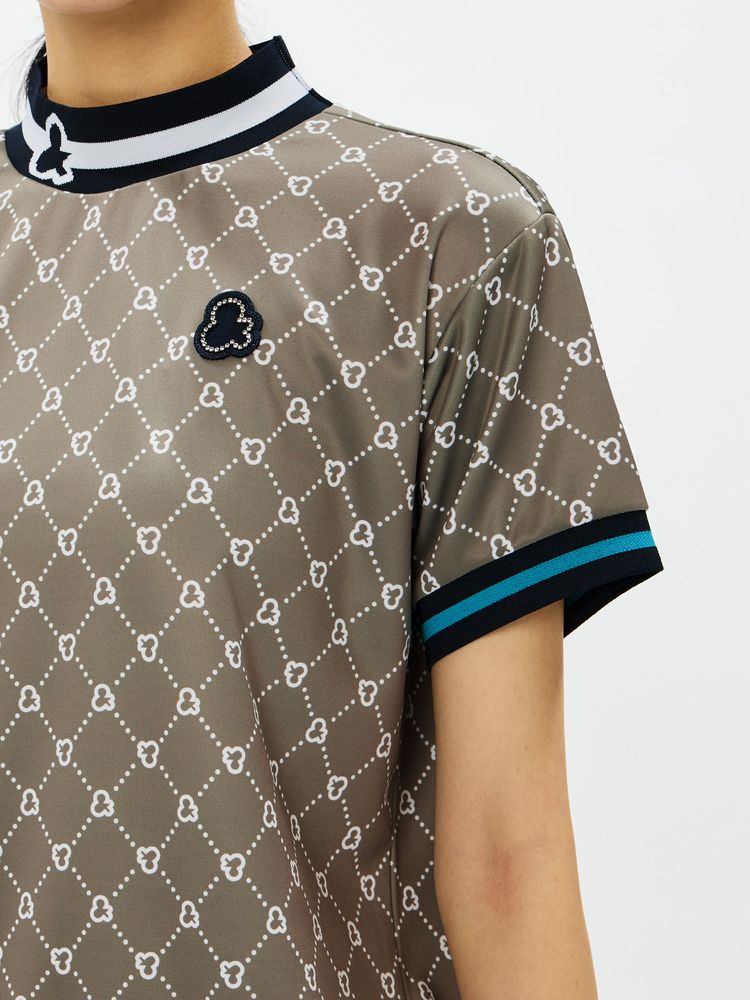 公式】プリンテッドスウェット半袖モックネックシャツ（レディース