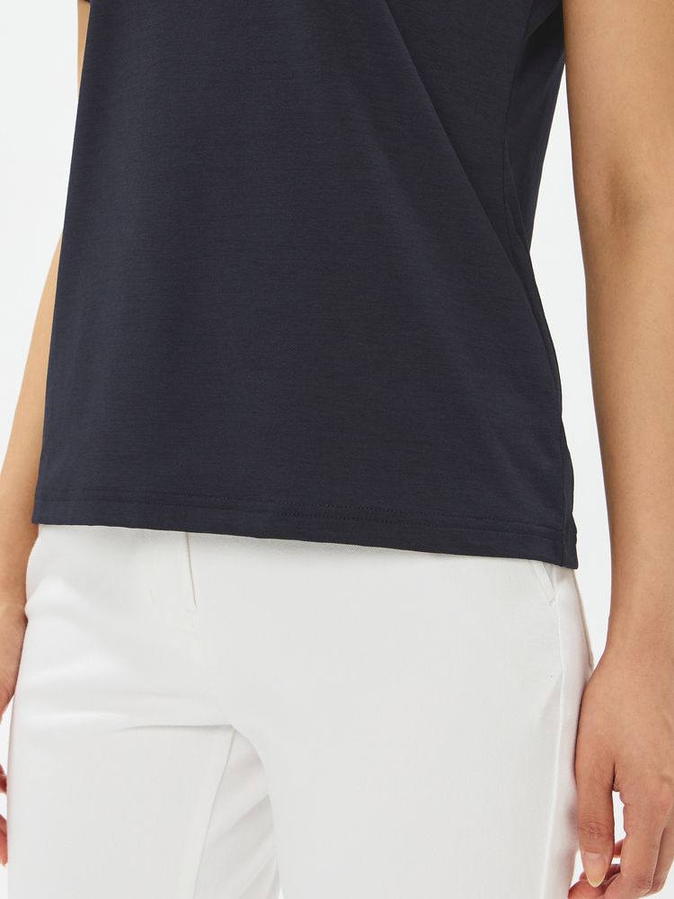 and per se(アンパスィ) ｜リファインドライ半袖モックネックシャツ（レディース）