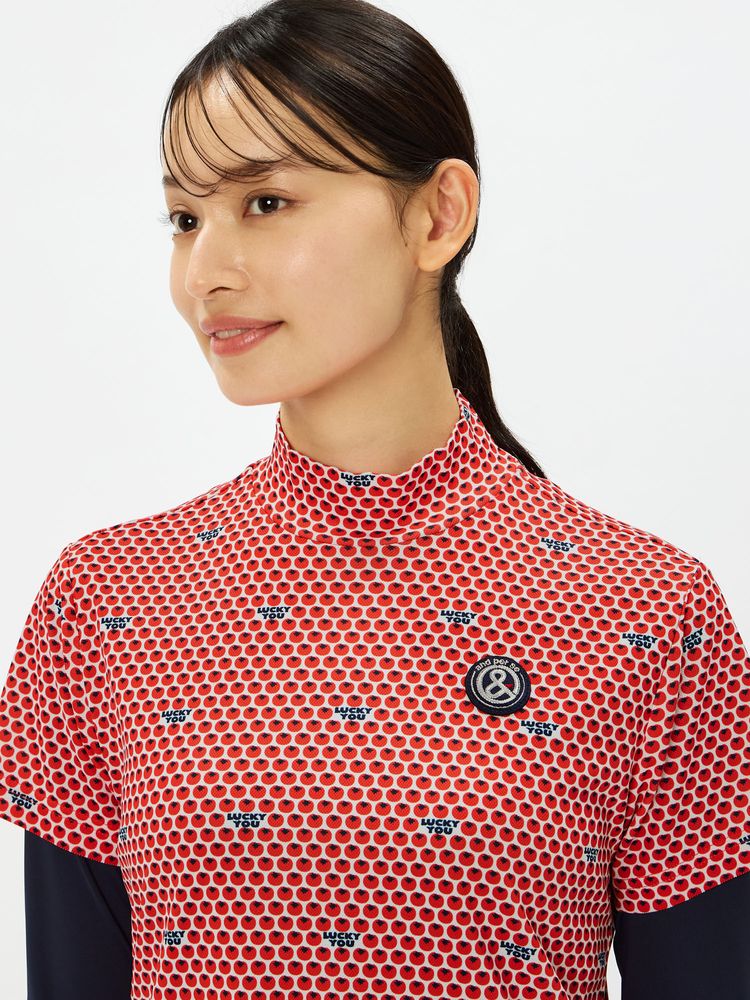 and per se(アンパスィ) ｜COOL is COOL プリンテッド半袖モックネックシャツ（レディース）